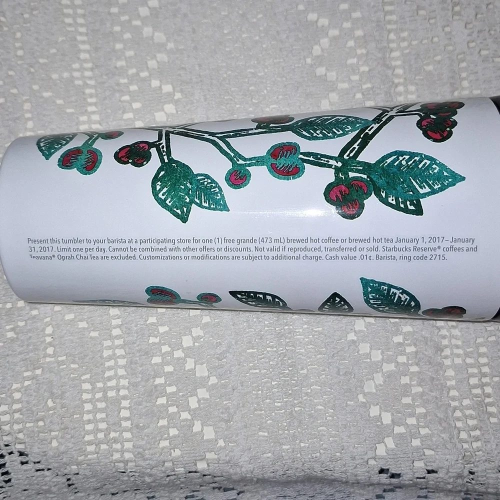 Starbucks 2016 Double Wall Stainless HOLLY BERRY Travel Mug Tumbler 2017 PROMO